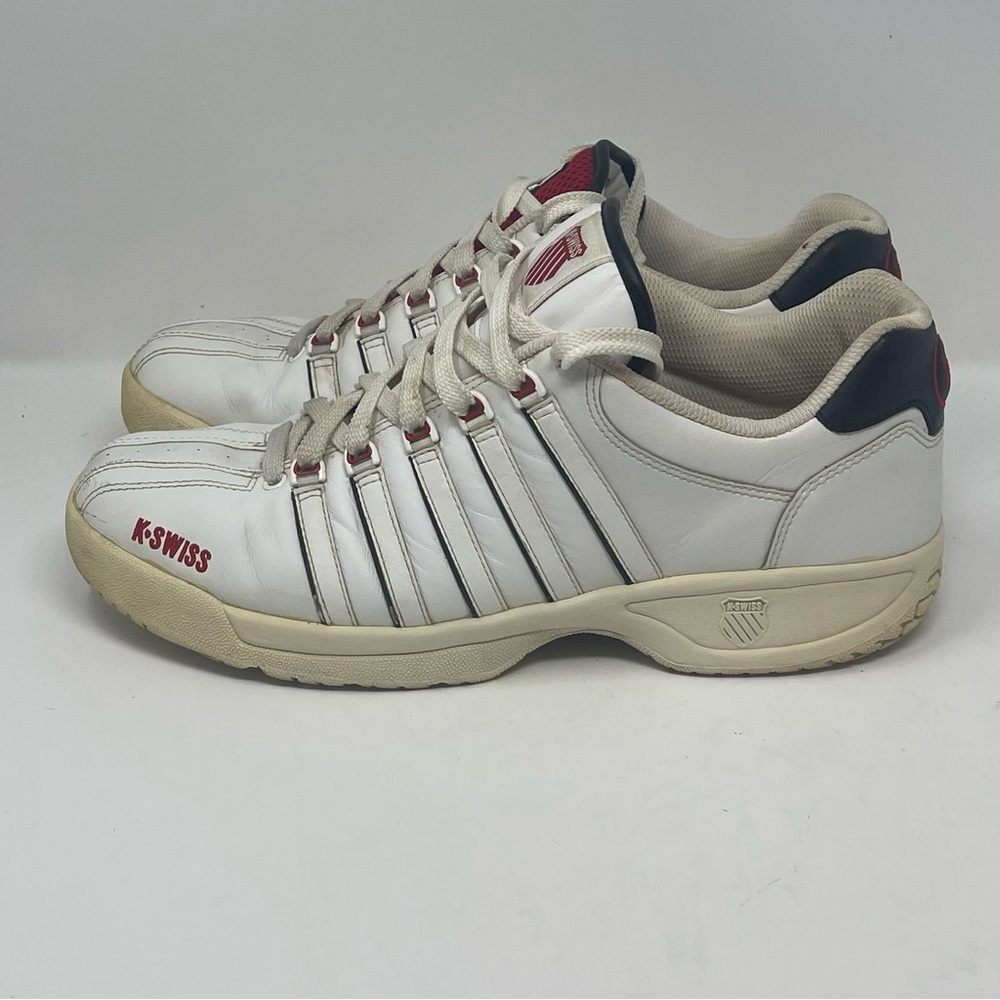 K-Swiss Tongue Twister Shoes Mens 12 White Leather Reversible Tongue Chunky
